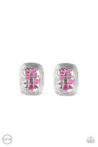 Paparazzi Darling Dazzle - Pink - Rhinestones - Silver Clip On - Earrings - $5 Jewelry with Ashley Swint