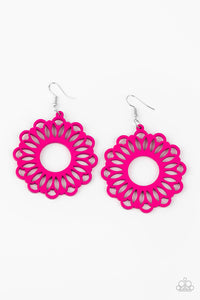 Paparazzi Dominican Daisy - Pink - Airy Wooden - Earrings - $5 Jewelry with Ashley Swint