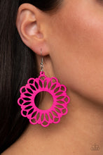 Load image into Gallery viewer, Paparazzi Dominican Daisy - Pink - Airy Wooden - Earrings - $5 Jewelry with Ashley Swint