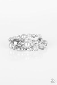 Paparazzi Downtown Dazzle - Silver - Pearls, Smoky Beads - Stretchy Bands - Bracelets - $5 Jewelry with Ashley Swint