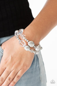 Paparazzi Downtown Dazzle - Silver - Pearls, Smoky Beads - Stretchy Bands - Bracelets - $5 Jewelry with Ashley Swint