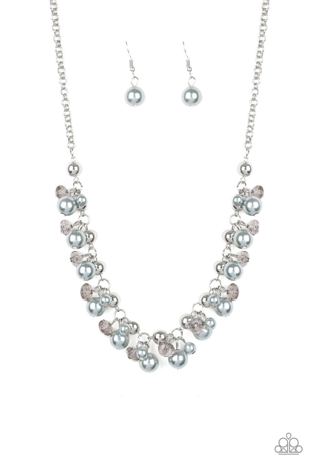 Paparazzi Duchess Royale - Silver Pearls - Necklace & Earrings - $5 Jewelry with Ashley Swint