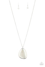 Load image into Gallery viewer, Paparazzi Ethereal Experience - WHITE - Cat&#39;s Eye Moonstone - Silver Chain Necklace &amp; Earrings - $5 Jewelry with Ashley Swint