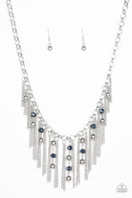 Load image into Gallery viewer, Paparazzi Ever Rebellious - Blue - Glistening Silver Chains - Necklace &amp; Earrings - $5 Jewelry with Ashley Swint