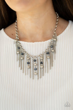 Load image into Gallery viewer, Paparazzi Ever Rebellious - Blue - Glistening Silver Chains - Necklace &amp; Earrings - $5 Jewelry with Ashley Swint