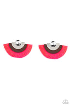 Load image into Gallery viewer, Paparazzi Fan The FLAMBOYANCE - Pink - Wooden Frame - Thread / Fringe / Tassel - Post Earrings - $5 Jewelry with Ashley Swint