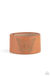 Paparazzi Flirty Flutter - Brown - Butterfly Leather Wrap Bracelet - Life of the Party Exclusive August 2020 - $5 Jewelry with Ashley Swint