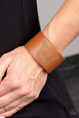 Paparazzi Flirty Flutter - Brown - Butterfly Leather Wrap Bracelet - Life of the Party Exclusive August 2020 - $5 Jewelry with Ashley Swint