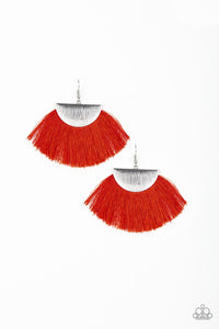 Paparazzi Fox Trap - Red - Fringe / Thread - Silver Earrings - $5 Jewelry With Ashley Swint