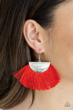 Load image into Gallery viewer, Paparazzi Fox Trap - Red - Fringe / Thread - Silver Earrings - $5 Jewelry With Ashley Swint