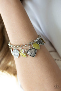 Paparazzi Garden Hearts - Yellow - Silver Hearts, Tree of Life Charms - Adjustable Bracelet - $5 Jewelry With Ashley Swint