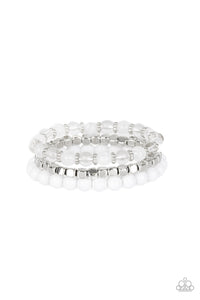 Paparazzi Globetrotter Glam - White - Set of 3 Stretchy Band Bracelets - $5 Jewelry with Ashley Swint
