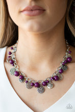 Load image into Gallery viewer, Paparazzi Guru Garden - Purple Plum Beads - Bold Silver Chains Necklace and matching Earrings - $5 Jewelry With Ashley Swint