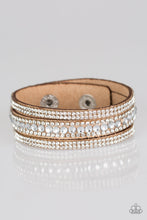Load image into Gallery viewer, Paparazzi Harlem Hustle - Brown Suede - White Rhinestones - Wrap / Snap Bracelet - $5 Jewelry With Ashley Swint