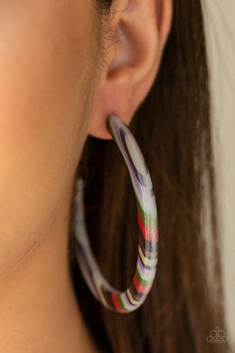 Paparazzi HAUTE-Blooded - Multi - Acrylic Hoops - Post Earrings - $5 Jewelry with Ashley Swint