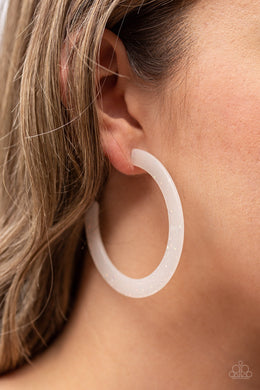 Paparazzi HAUTE Tamale - White - Acrylic Hoop Earrings - $5 Jewelry with Ashley Swint