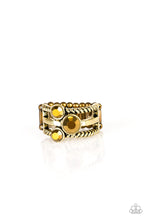 Load image into Gallery viewer, Paparazzi Head In The Stars - Brass - Aurum Rhinestones - Ring - $5 Jewelry with Ashley Swint