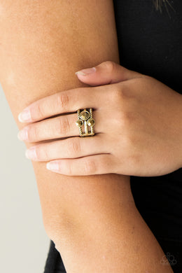 Paparazzi Head In The Stars - Brass - Aurum Rhinestones - Ring - $5 Jewelry with Ashley Swint