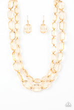 Load image into Gallery viewer, Paparazzi Ice Bank - Gold Emerald Cut - Acrylic Necklace &amp; Earrings - $5 Jewelry With Ashley Swint