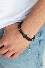 Load image into Gallery viewer, Paparazzi Intention - Black - Silver Beads - Lava Rock - Sliding Knot Bracelet - $5 Jewelry with Ashley Swint