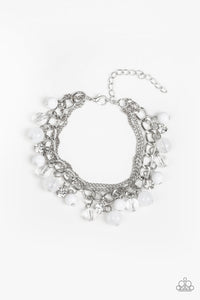 Paparazzi Let Me SEA! - White Rhinestones - Silver Bracelet - $5 Jewelry With Ashley Swint