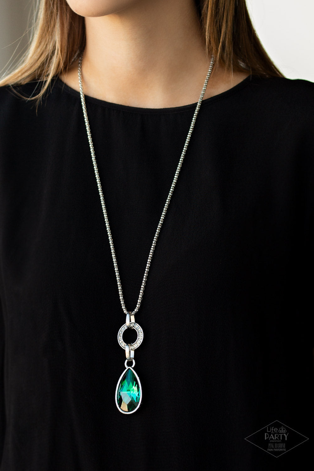 Paparazzi Lookin Like A Million - Green Gem - White Rhinestones - Necklace - $5 Jewelry with Ashley Swint