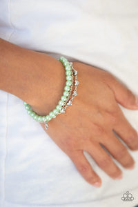 Paparazzi Love Like You Mean It - Green Pearly Beads - "Love" Heart - Bracelet - $5 Jewelry With Ashley Swint