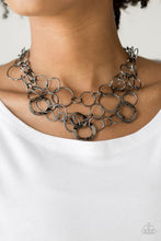 Load image into Gallery viewer, Paparazzi Main Street Mechanics - Black Gunmetal Rings - Necklace and matching Earrings - $5 Jewelry With Ashley Swint
