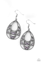 Load image into Gallery viewer, Paparazzi Malibu Macrame - Purple - Rhinestones - Silver Petals - Earrings - $5 Jewelry with Ashley Swint