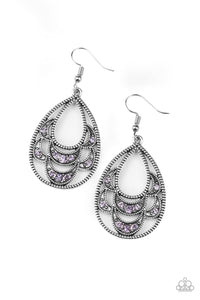 Paparazzi Malibu Macrame - Purple - Rhinestones - Silver Petals - Earrings - $5 Jewelry with Ashley Swint