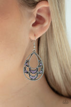 Load image into Gallery viewer, Paparazzi Malibu Macrame - Purple - Rhinestones - Silver Petals - Earrings - $5 Jewelry with Ashley Swint