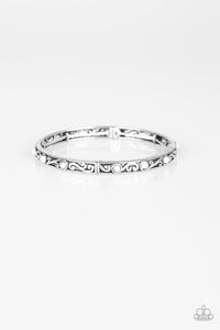 Paparazzi Malibu Marvelous - White Beads - Silver Vine - Stretchy Band Bracelet - $5 Jewelry With Ashley Swint