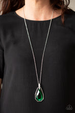 Load image into Gallery viewer, Paparazzi Maven Magic - Green Gem - White Rhinestones - Silver Necklace &amp; Earrings - $5 Jewelry with Ashley Swint