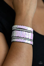 Load image into Gallery viewer, Paparazzi MERMAID Service - White / Multi Colored Sequin - White Rhinestones - Black Suede Bracelet - $5 Jewelry With Ashley Swint