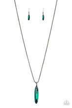 Load image into Gallery viewer, Paparazzi Meteor Shower - Green - Gunmetal Popcorn Chain - Necklace &amp; Earrings - $5 Jewelry with Ashley Swint