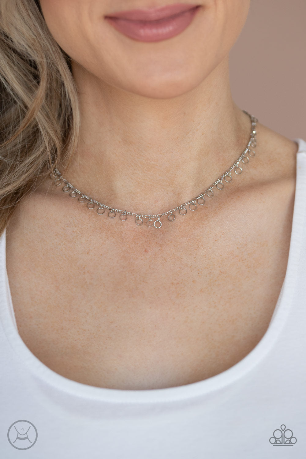 Paparazzi Minimalist Magic - Silver - Choker Necklace & Earrings - $5 Jewelry with Ashley Swint