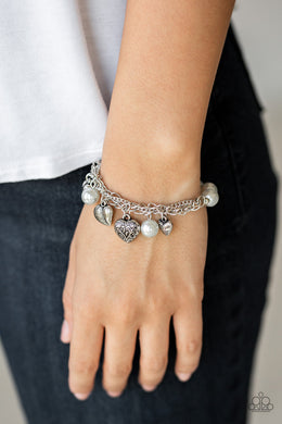 Paparazzi More Amour - Silver Beads - Heart Charms - Silver Chain Bracelet - $5 Jewelry With Ashley Swint