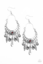 Load image into Gallery viewer, Paparazzi Nature Escape - Red Rhinestones - Silver Charms - Earrings - $5 Jewelry with Ashley Swint