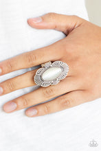 Load image into Gallery viewer, Paparazzi Oceanside Oracle - White - Cat's Eye Moonstone - Silver Ring - $5 Jewelry With Ashley Swint