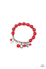 Load image into Gallery viewer, Paparazzi One True Love - Red - Silver Charms, &quot;Love&quot;, White Rhinestones - Bracelet - $5 Jewelry with Ashley Swint