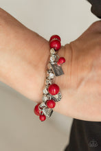 Load image into Gallery viewer, Paparazzi One True Love - Red - Silver Charms, &quot;Love&quot;, White Rhinestones - Bracelet - $5 Jewelry with Ashley Swint