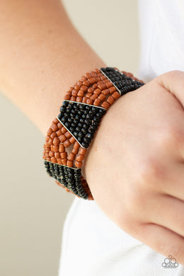 Paparazzi Outback Outing - Black - Brown Seed Beads - Stretchy Band Bracelet - $5 Jewelry with Ashley Swint