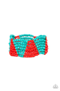 Paparazzi Outback Outing - Red - Turquoise - Seed Beads - Bracelet - $5 Jewelry With Ashley Swint