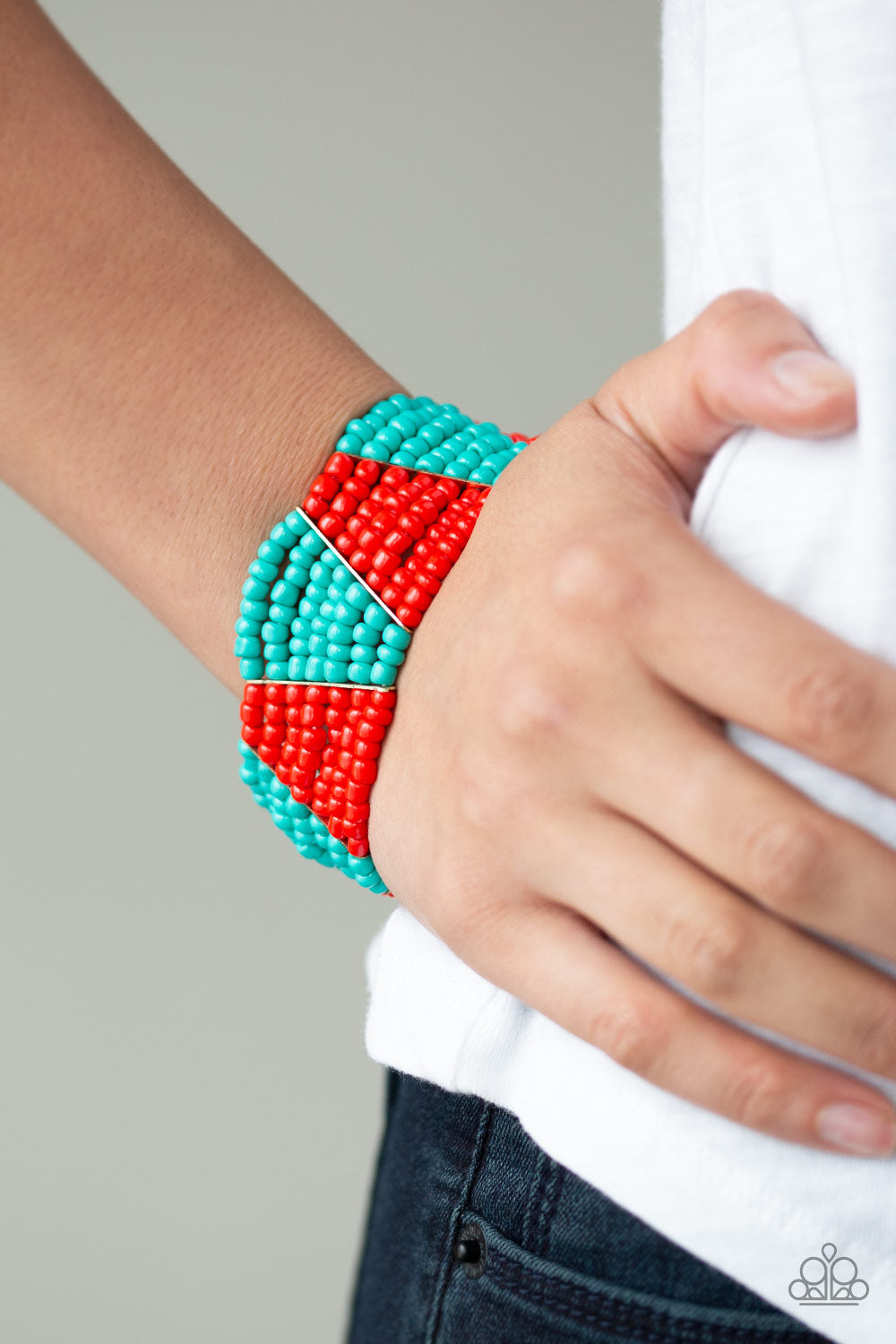 Paparazzi Outback Outing - Red - Turquoise - Seed Beads - Bracelet - $5 Jewelry With Ashley Swint