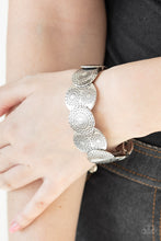 Load image into Gallery viewer, Paparazzi Pleasantly Posy - Silver - Hammered Dandelion Pattern - Stretchy Band Bracelet - $5 Jewelry with Ashley Swint
