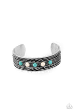 Load image into Gallery viewer, Paparazzi Quarry Quake - Blue - Turquoise &amp; White Stones - Ornate Silver Cuff Bracelet - $5 Jewelry with Ashley Swint