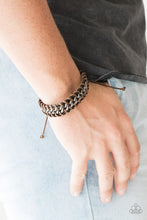 Load image into Gallery viewer, Paparazzi Racer Edge - Brown - Bold Gunmetal Chain - Sliding Knot Bracelet - $5 Jewelry With Ashley Swint