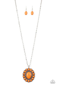 Paparazzi Rancho Roamer - Orange Stones - Silver Necklace & Earrings - $5 Jewelry with Ashley Swint