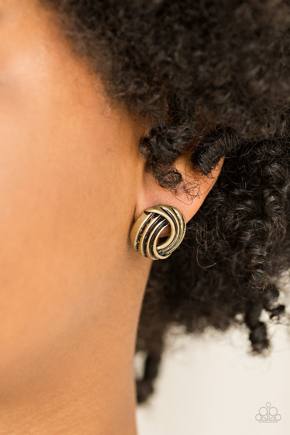 Paparazzi Rare Refinement - Brass Ribbons - Post Earrings - $5 Jewelry with Ashley Swint