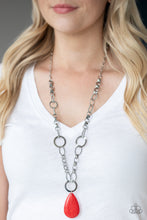 Load image into Gallery viewer, Paparazzi Recycled Refinement - Red Stone - Bold Silver Necklace &amp; Earrings - $5 Jewelry with Ashley Swint